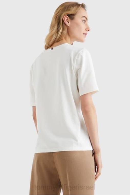 חלק עליון רקום בגווני דק טבעי NX203588 לבן Tommy Hilfiger