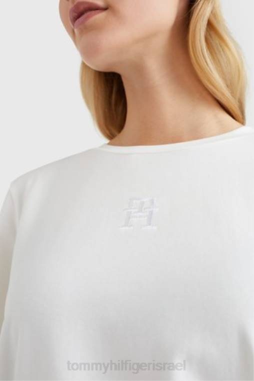 חלק עליון רקום בגווני דק טבעי NX203588 לבן Tommy Hilfiger