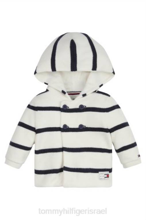 קרדיגן פסים לתינוק NX203616 לבן Tommy Hilfiger