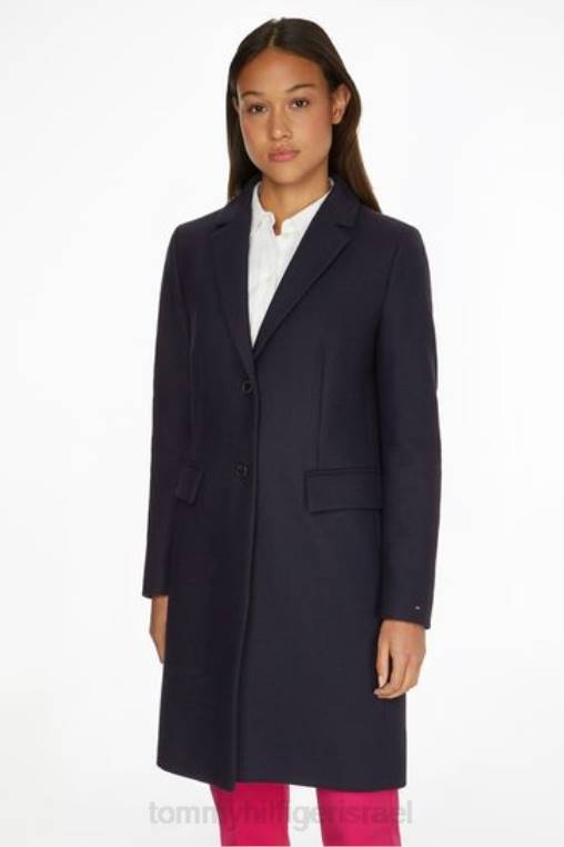 מעיל קלאסי בתערובת צמר NX203636 כְּחוֹל Tommy Hilfiger