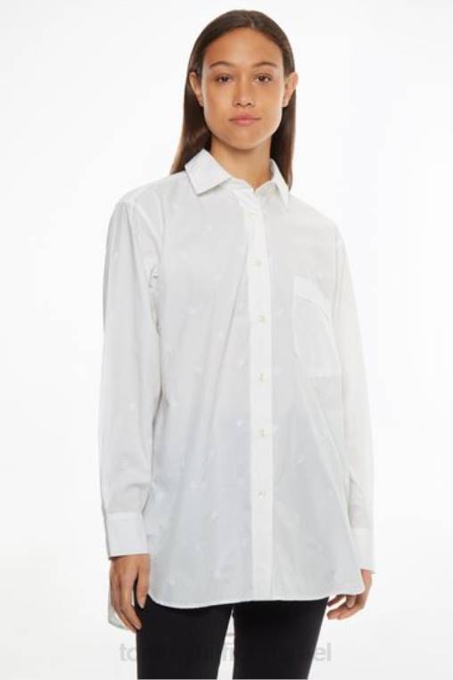 חולצת מונוגרמה גדולה מדי NX203638 לבן Tommy Hilfiger