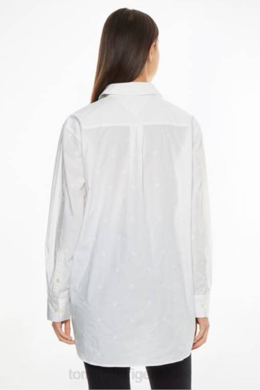 חולצת מונוגרמה גדולה מדי NX203638 לבן Tommy Hilfiger