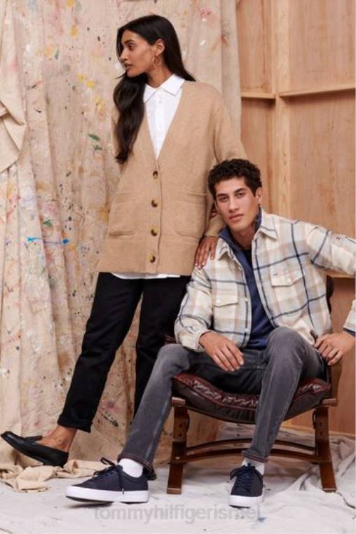 חולצת מונוגרמה גדולה מדי NX203638 לבן Tommy Hilfiger