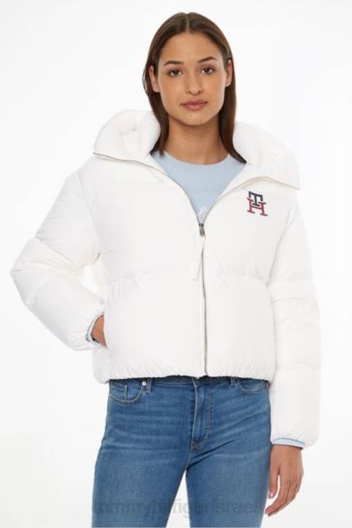 מעיל פוך עם תג מונוגרמה NX203643 לבן Tommy Hilfiger