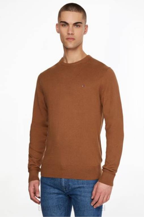 מגשר קשמיר מכותנה של פימה NX203645 חום Tommy Hilfiger