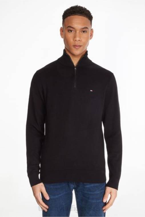 מגשר מדמה עם רוכסן קשמיר כותנה פימה NX203656 שָׁחוֹר Tommy Hilfiger