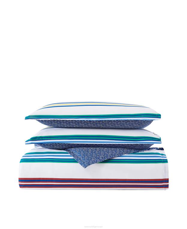 סט כיסוי שמיכת פס מיטה זוגית NX2036 רַב Tommy Hilfiger