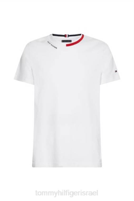 חולצת טריקו צווארון ג'קארד NX203768 לבן Tommy Hilfiger