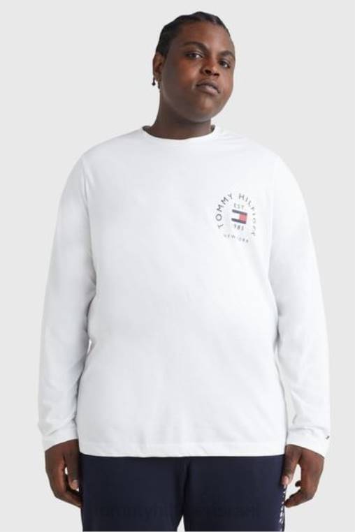 ארכיון דגל גדול וגבוה חולצת טריקו עם שרוולים ארוכים NX203796 לבן Tommy Hilfiger