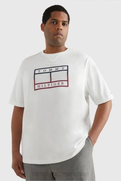 חולצת דגל גדולה וגבוהה NX203797 לבן Tommy Hilfiger