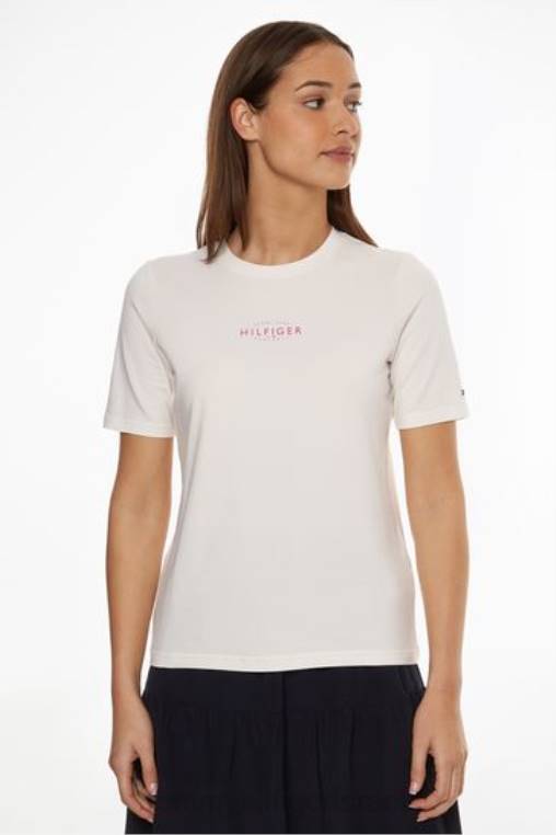 חולצת טריקו חיונית ממותגת טבעית NX203822 בז' Tommy Hilfiger