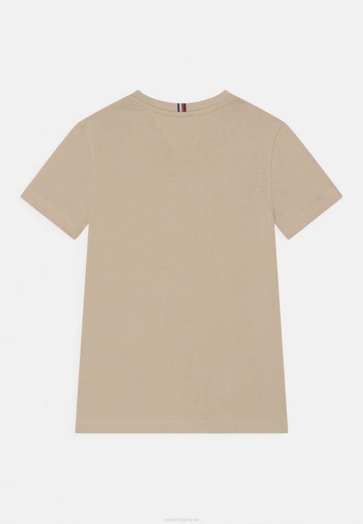 חולצת טי חיונית בהדפס יוניסקס NX203891 חול סוואנה Tommy Hilfiger