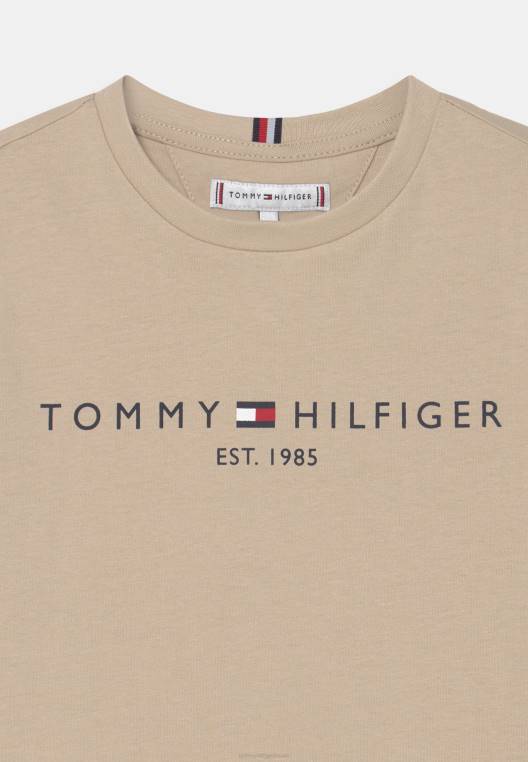 חולצת טי חיונית בהדפס יוניסקס NX203891 חול סוואנה Tommy Hilfiger