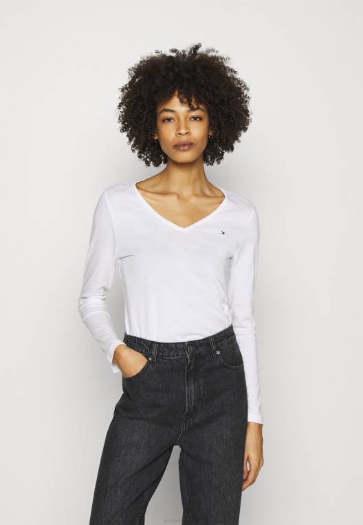 חלק עליון קלאסי עם שרוולים ארוכים NX203914 לבן Tommy Hilfiger