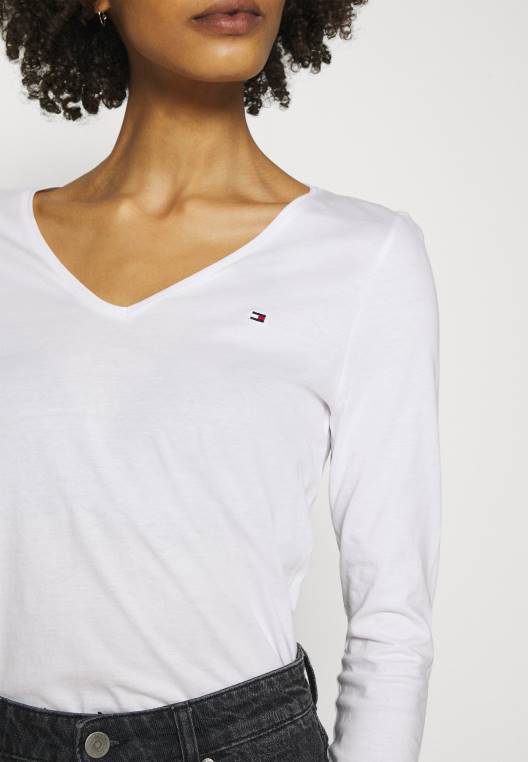 חלק עליון קלאסי עם שרוולים ארוכים NX203914 לבן Tommy Hilfiger