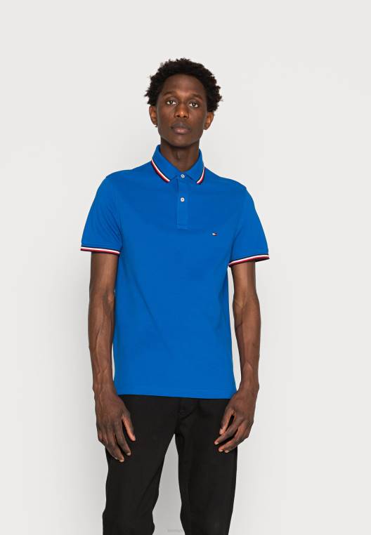 חולצת פולו דקה עם קצה NX203964 אי יווני כחול Tommy Hilfiger