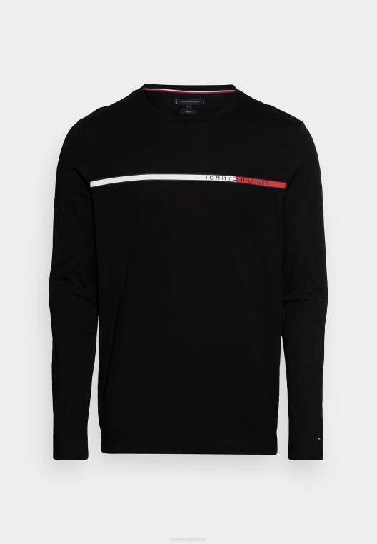 חולצה בעלת שרוולים ארוכים בחזה דו גווני NX203984 שָׁחוֹר Tommy Hilfiger