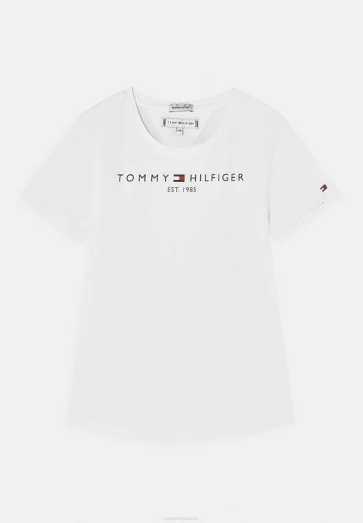 חולצה חיונית לילדות בהדפס טי NX204008 לבן Tommy Hilfiger