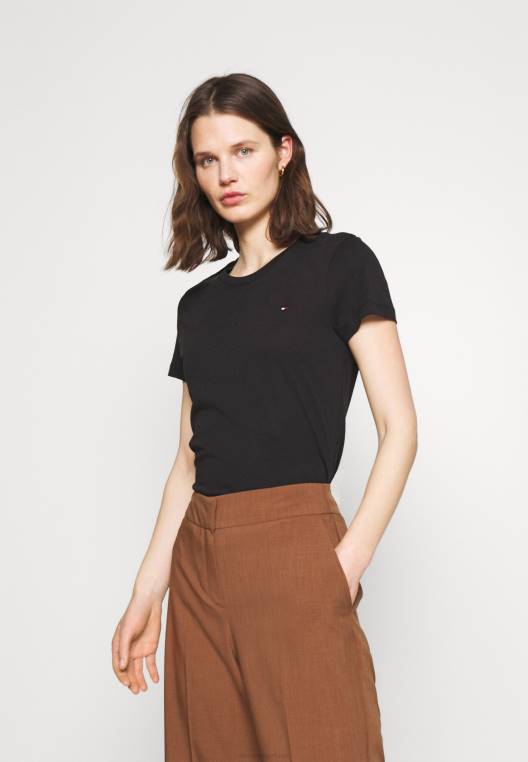 טי שירט בסיסית עם צווארון צווארון מורשת NX204052 שָׁחוֹר Tommy Hilfiger