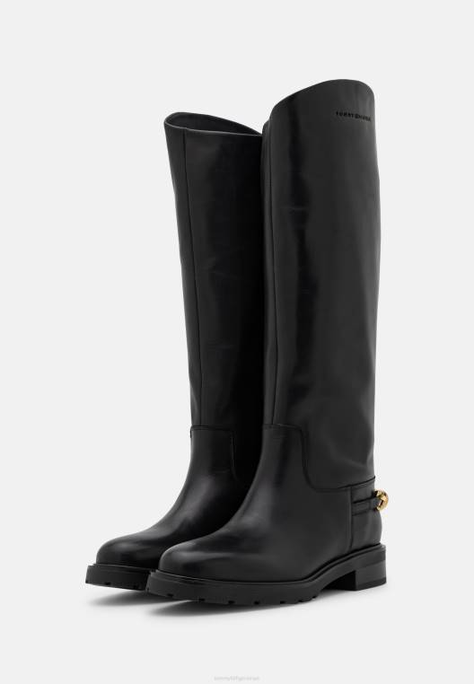 טוויסט מגפיים ארוכות שטוחות NX204090 שָׁחוֹר Tommy Hilfiger