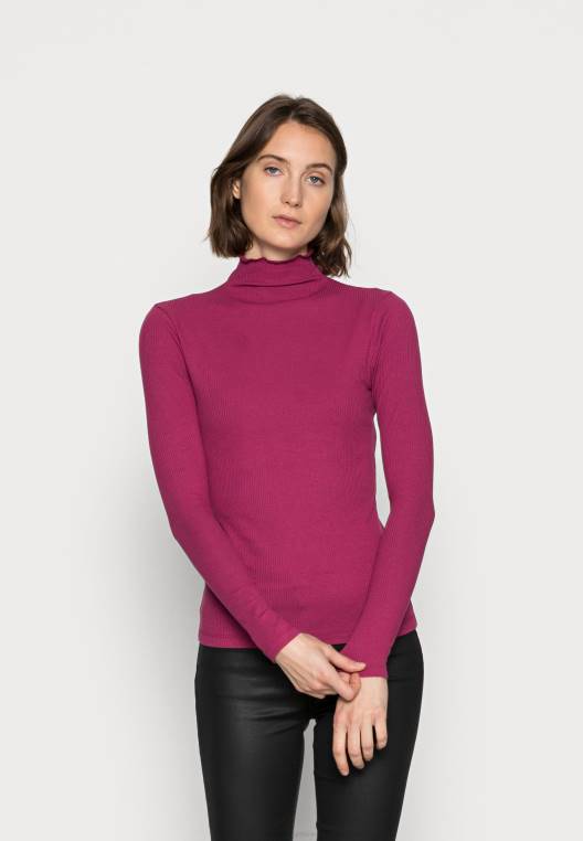 חלק עליון רזה עם שרוולים ארוכים NX204106 אודם ארגמן Tommy Hilfiger