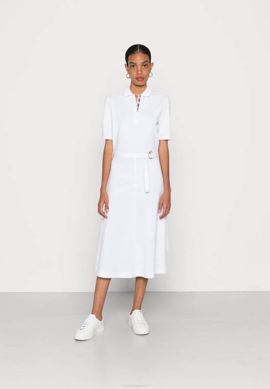 שמלת חולצה של שמלת פולו מידי NX204109 אופטי לבן Tommy Hilfiger