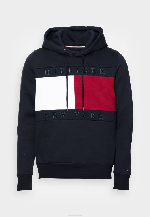 סווטשירט קפוצ'ון מבנה דגל NX204116 שמיים מדבריים Tommy Hilfiger