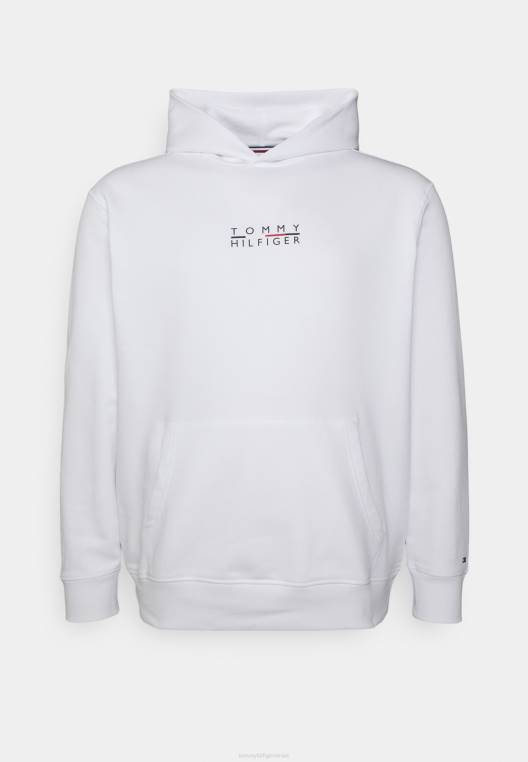 סווטשירט קפוצ'ון לוגו מרובע NX204141 לבן Tommy Hilfiger
