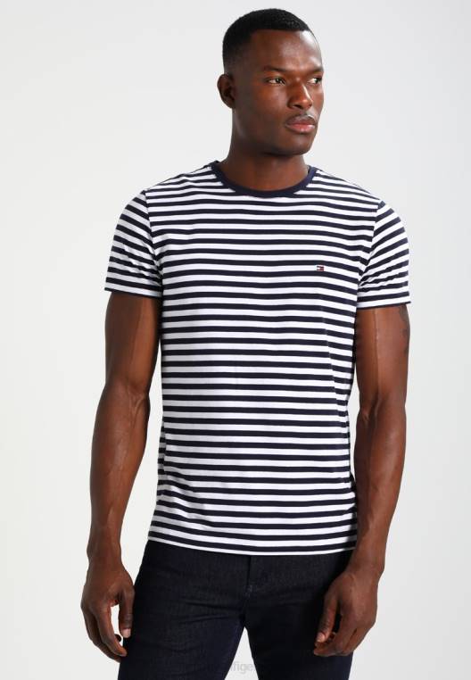 חולצת טריקו בסיסית NX204171 בלייזר נייבי/לבן בוהק Tommy Hilfiger