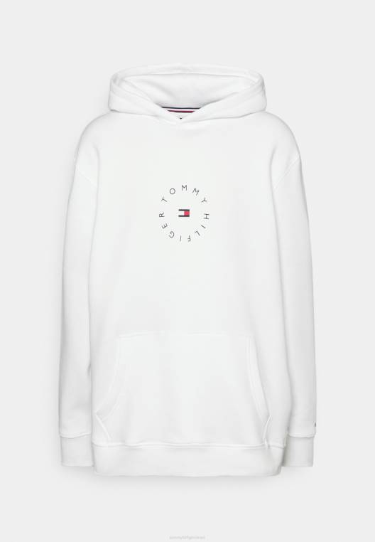סווטשירט קפוצ'ון גרפי עגול NX204194 לבן Tommy Hilfiger