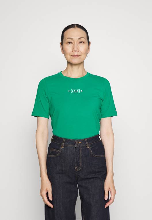 חולצת טריקו ממותגת חדשה NX204197 ירוק בצד המגרש Tommy Hilfiger