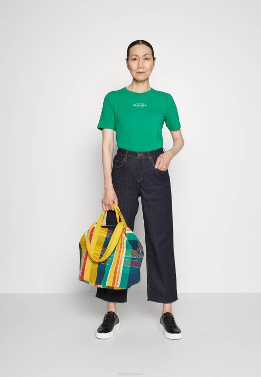 חולצת טריקו ממותגת חדשה NX204197 ירוק בצד המגרש Tommy Hilfiger