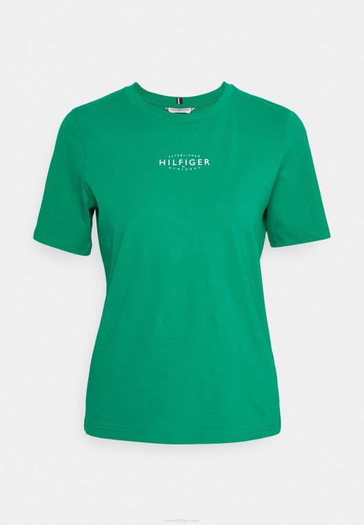 חולצת טריקו ממותגת חדשה NX204197 ירוק בצד המגרש Tommy Hilfiger