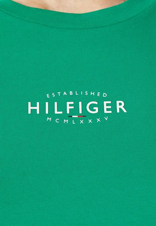 חולצת טריקו ממותגת חדשה NX204197 ירוק בצד המגרש Tommy Hilfiger