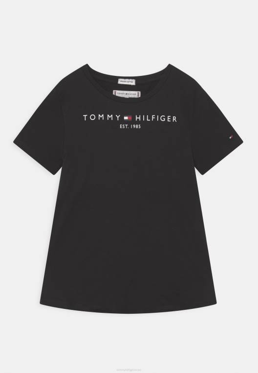 חולצה חיונית לילדות בהדפס טי NX204230 שָׁחוֹר Tommy Hilfiger