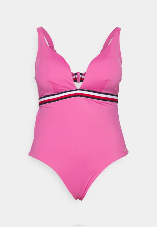 משולש בגד ים עקום חלק אחד NX204333 ורוד זוהר Tommy Hilfiger