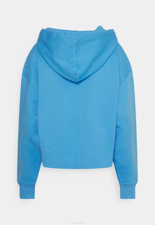 סווטשירט קפוצ'ון עם כתב רגוע NX204334 כחול הידראנגאה Tommy Hilfiger