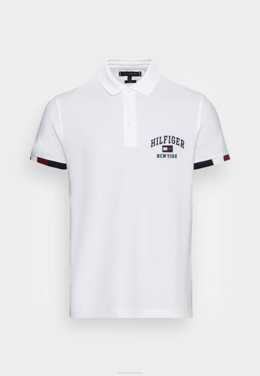 חולצת פולו דקיקה לוגו ורסיטי NX204351 לבן Tommy Hilfiger
