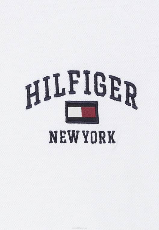 חולצת פולו דקיקה לוגו ורסיטי NX204351 לבן Tommy Hilfiger