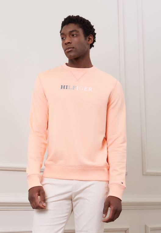 סווטשירט צווארון עם תפר ניגודי NX204375 אפרסק שקיעה Tommy Hilfiger