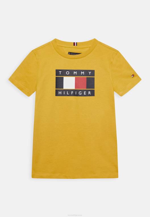 חולצת טריקו עם דגל פסים גלובליים בהדפס טי NX204387 צהוב טוסקני Tommy Hilfiger