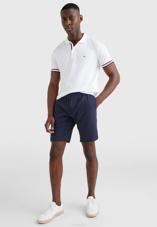 חולצת פולו רגילה למיתוג חפתים NX204416 לבן Tommy Hilfiger