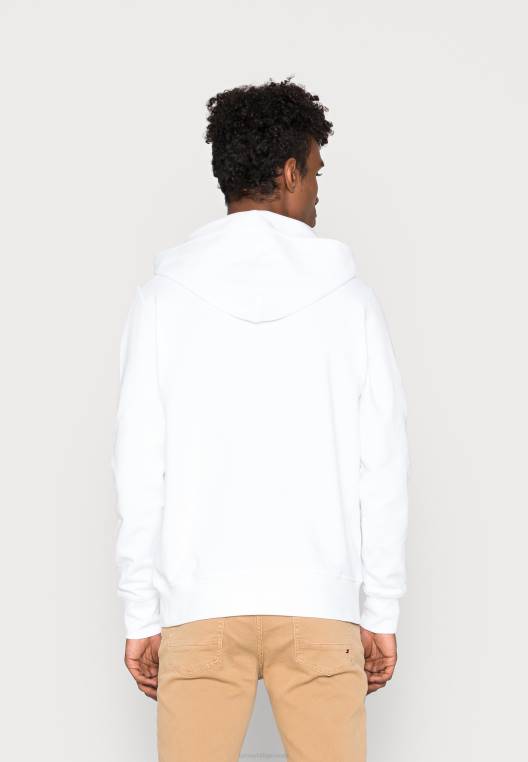 סווטשירט קפוצ'ון עם רוכסן דגל ליניארי NX204495 לבן Tommy Hilfiger