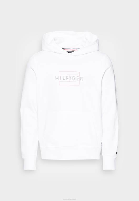 סווטשירט קפוצ'ון עם רוכסן דגל ליניארי NX204495 לבן Tommy Hilfiger