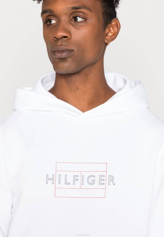 סווטשירט קפוצ'ון עם רוכסן דגל ליניארי NX204495 לבן Tommy Hilfiger