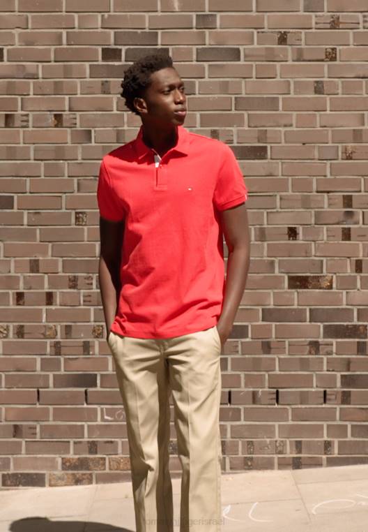 חולצת פולו רגילה עם כיס NX204535 אדום ראשוני Tommy Hilfiger