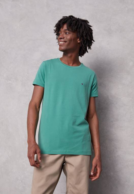 חולצת טריקו בסיסית NX204592 ירוק מרכזי Tommy Hilfiger