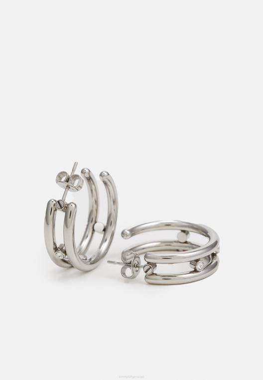 עגילי חומרה משפחתיים NX204608 בצבע כסף Tommy Hilfiger