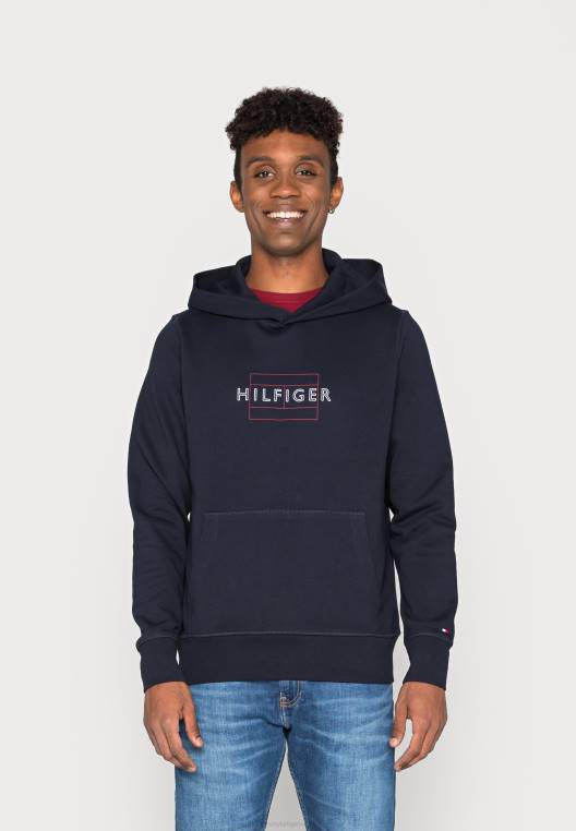 סווטשירט קפוצ'ון עם רוכסן דגל ליניארי NX204623 שמיים מדבריים Tommy Hilfiger