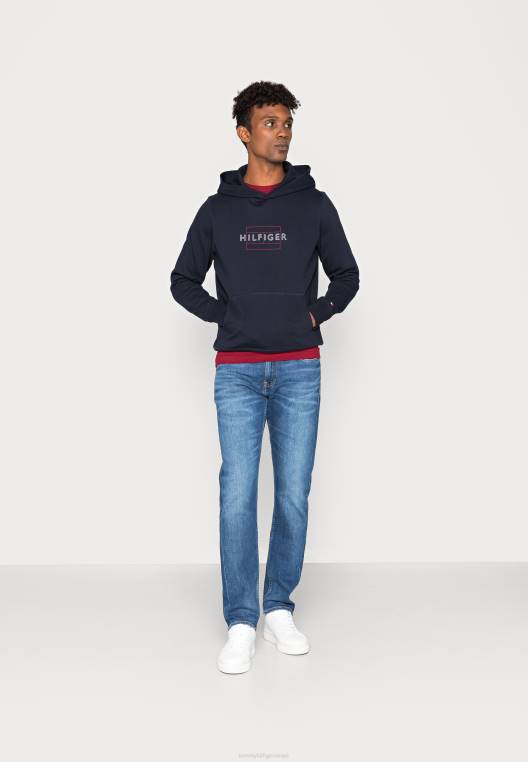 סווטשירט קפוצ'ון עם רוכסן דגל ליניארי NX204623 שמיים מדבריים Tommy Hilfiger